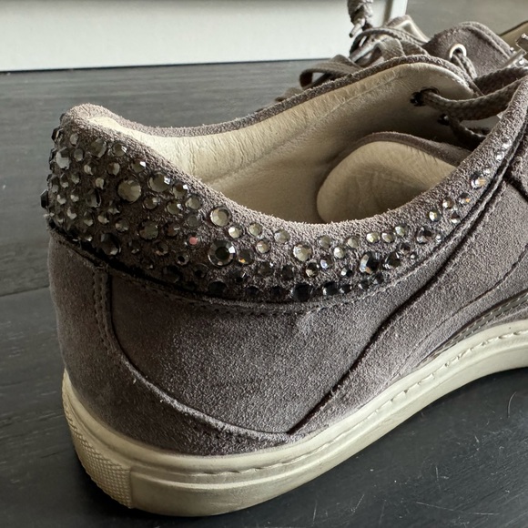 Alessandro Dell’ Acqua Suede Rhinestone Lace-up Sneakers Grey EU 37 - Picture 3 of 9